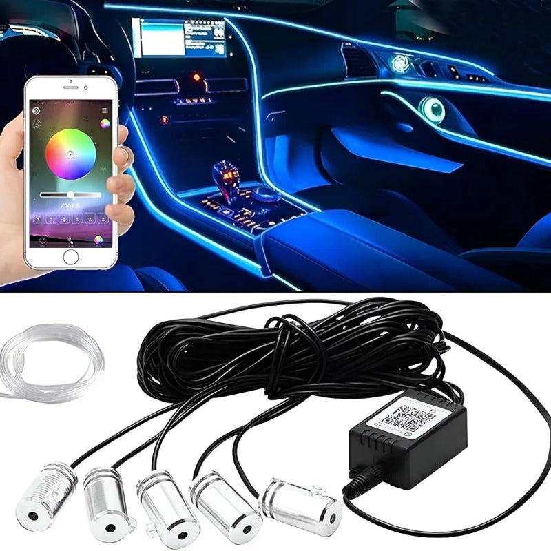 Car Neon LED Interior Strip Light with App Controlled – Interior Ambient Lighting for Dashboard and Door Trim