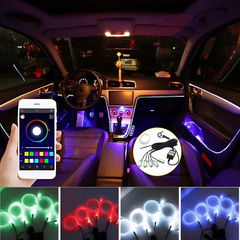 Car Neon LED Interior Strip Light with App Controlled – Interior Ambient Lighting for Dashboard and Door Trim