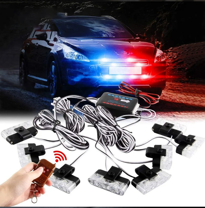 Car LED Strobe Light Wireless Remote Control Strobe grill Light 8 x 2LED 8 in 1 DC12V