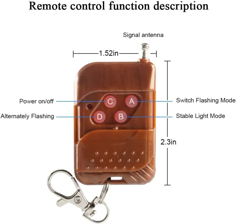 Car LED Strobe Light Wireless Remote Control Strobe grill Light 8 x 2LED 8 in 1 DC12V