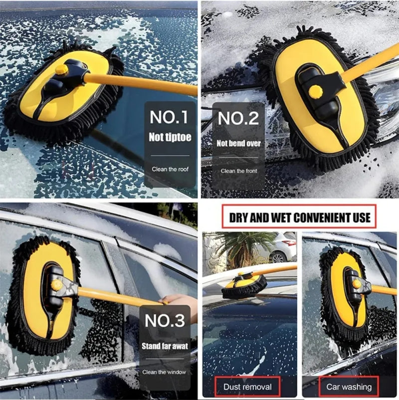 Car Washing Brush Adjustable Telescoping Long Handle Cleaning Mop