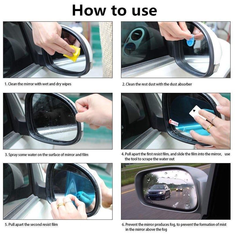Waterproof Mirror Protector Film Mist 4Pcs | Car Anti Rain Rear View Mirror Clear Film – Crystal Clear Vision at Rainy Weather