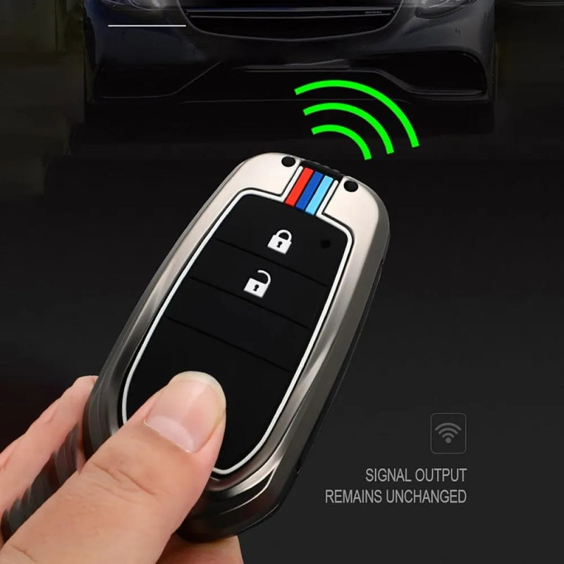 Car Metal Key Cover With Car Key Ring And Soft Silicone For Toyota CHR, Prius, Corolla Cross, Prado