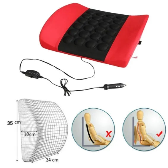 Car Electric Massage Back Pillow – Comfortable and Pain Relief Lumbar Support for Car and Office