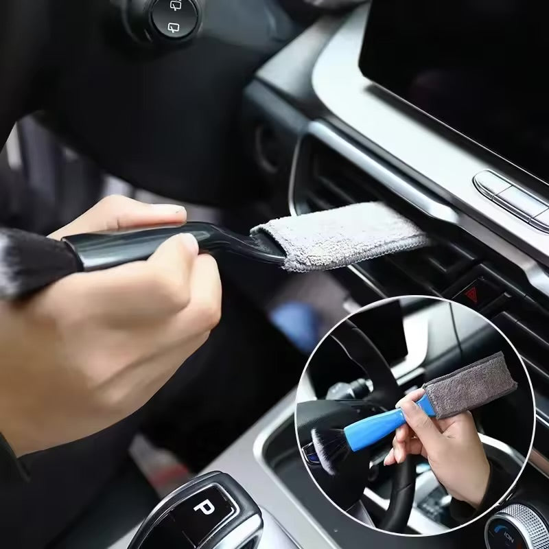 Double Head Brush for Car Clean, Car Brushes for Detailing Interior, Auto Detailing Brushes Exterior, Soft Detailing Brush