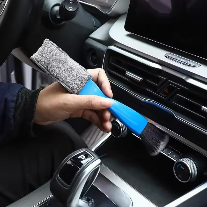 Double Head Brush for Car Clean, Car Brushes for Detailing Interior, Auto Detailing Brushes Exterior, Soft Detailing Brush