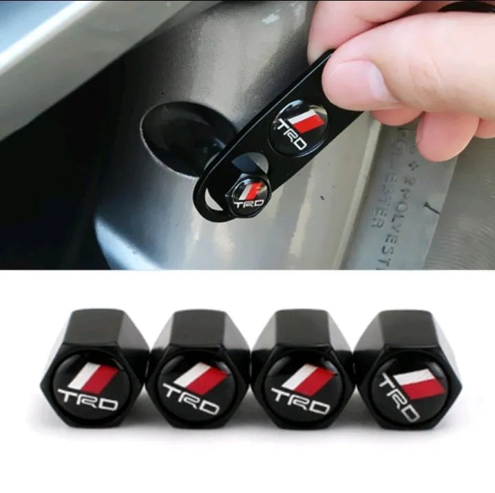 Car TRD Wheel Tire Valve Caps and keyring 4ps caps