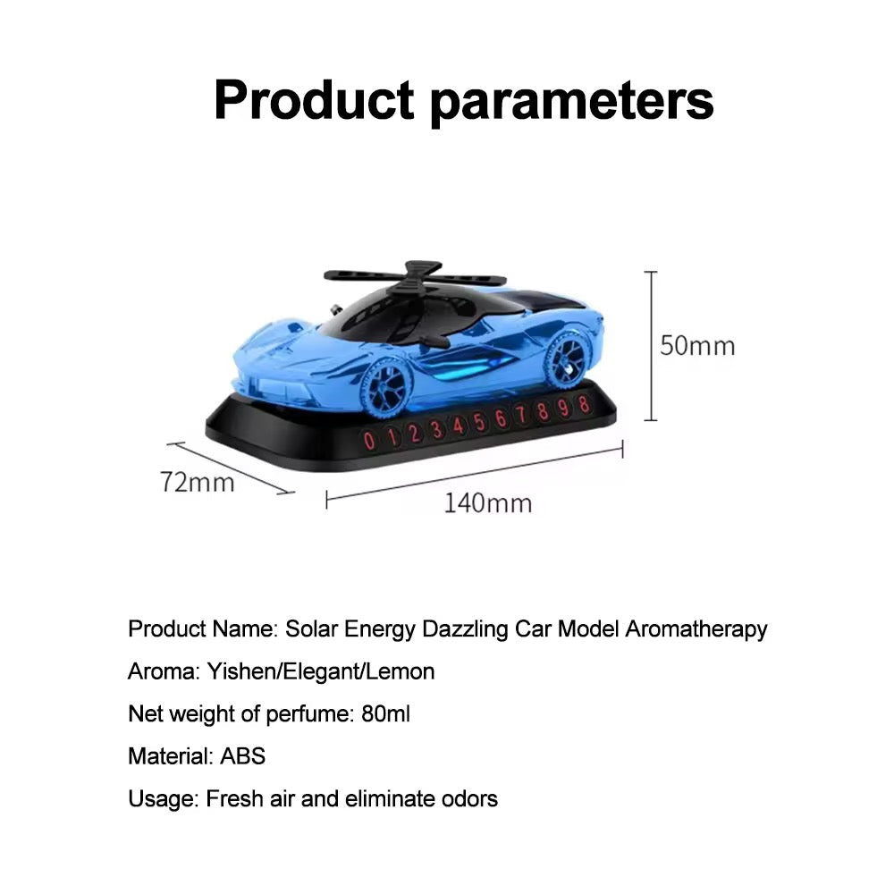 Solar Powered Car Air Freshener car perfume rotating car model perfume Diffusers Parking Number Plate