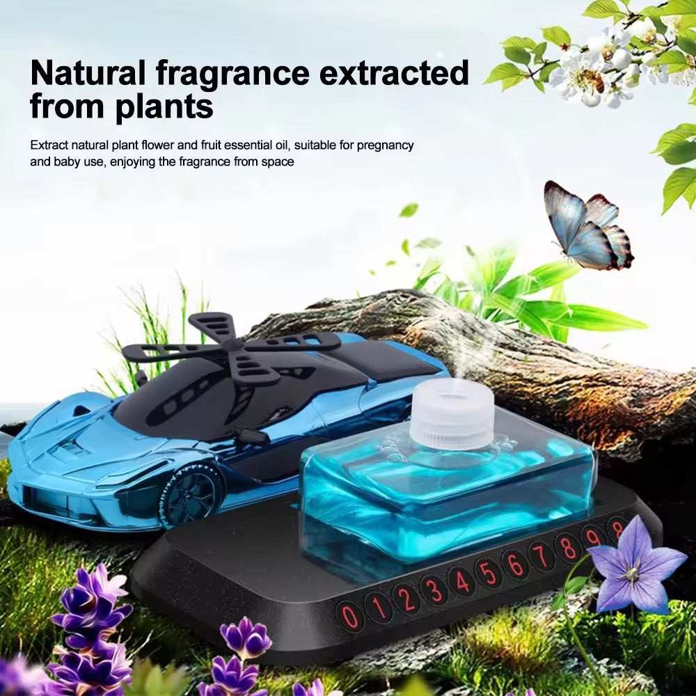 Solar Powered Car Air Freshener car perfume rotating car model perfume Diffusers Parking Number Plate
