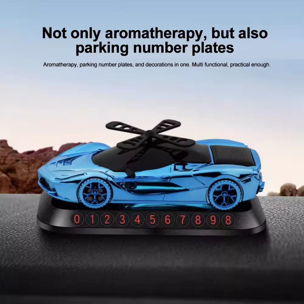 Solar Powered Car Air Freshener car perfume rotating car model perfume Diffusers Parking Number Plate