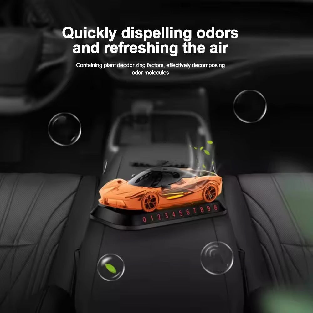 Solar Powered Car Air Freshener car perfume rotating car model perfume Diffusers Parking Number Plate