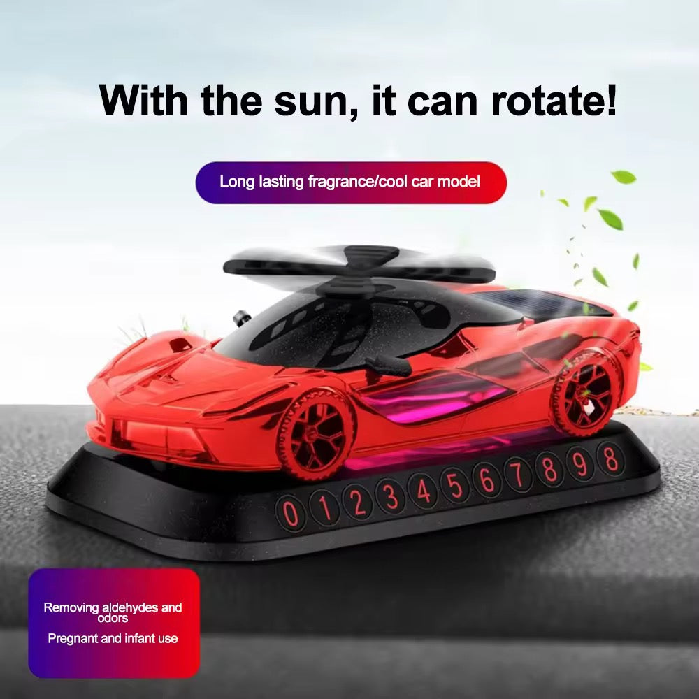 Solar Powered Car Air Freshener car perfume rotating car model perfume Diffusers Parking Number Plate