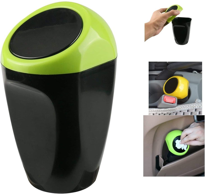 Mini Car Trash Bin Can Plastic Garbage Bin Rubbish Container Waste Storage for Car Interior 16x8CM