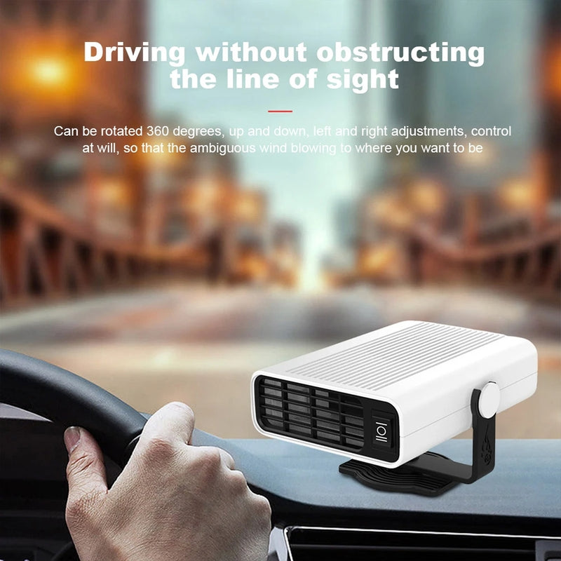 2-in-1 Car Heater & Cooling Fan – (12V And 24 V) 150W Portable Plug-in for All-Season Comfort