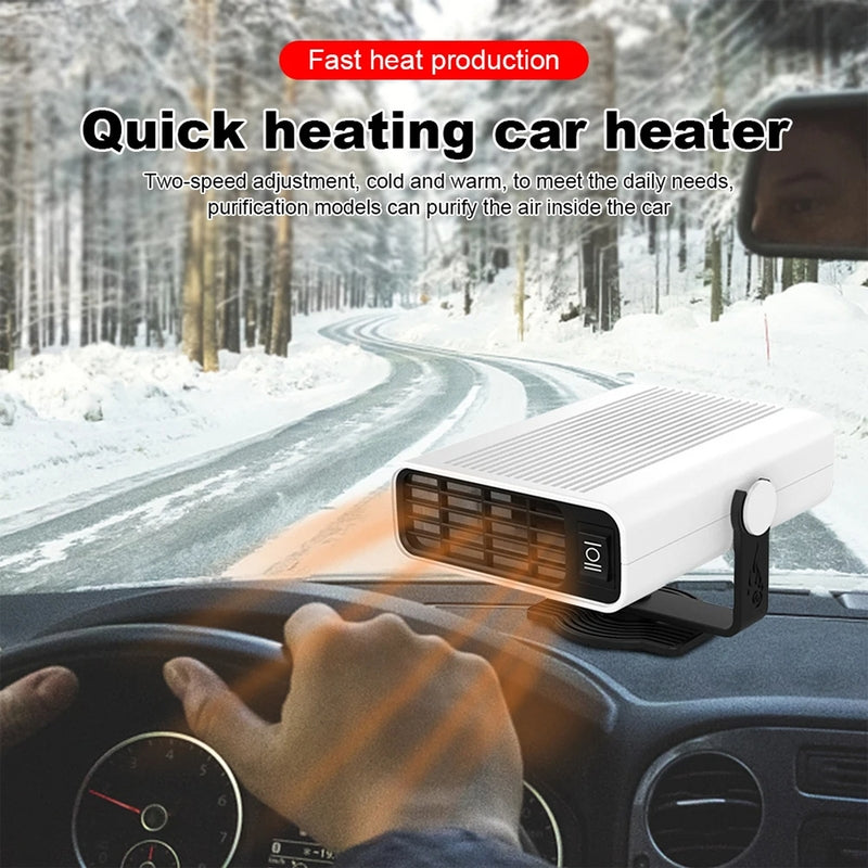 2-in-1 Car Heater & Cooling Fan – (12V And 24 V) 150W Portable Plug-in for All-Season Comfort