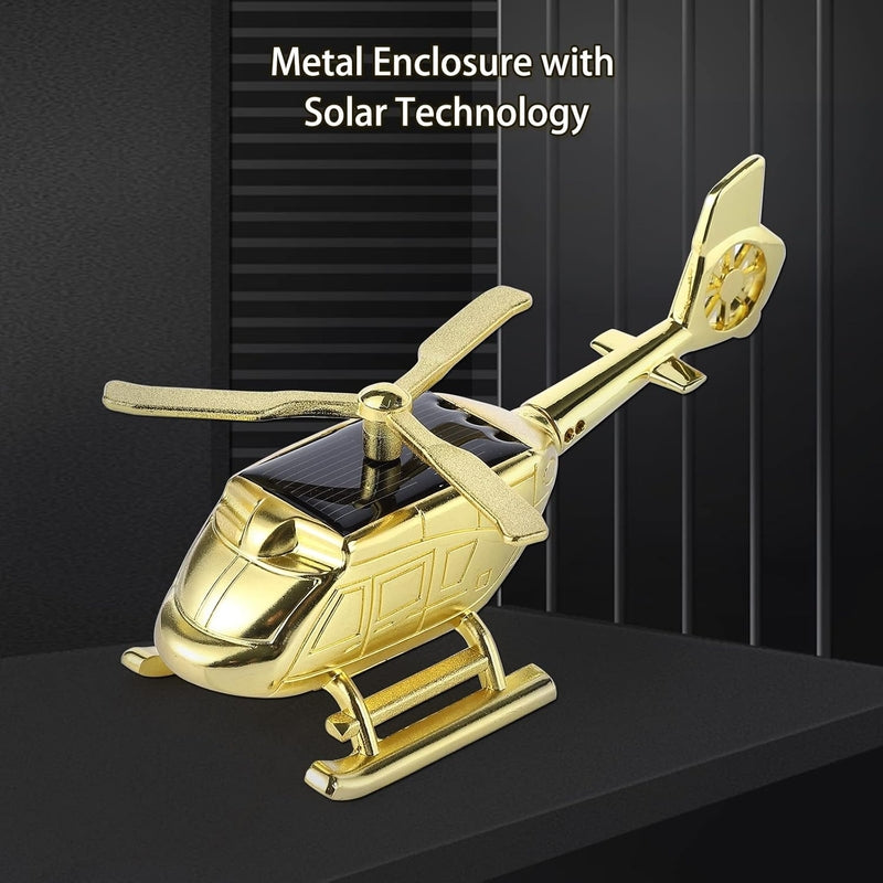 Metal Luxury Solar-Powered Car Helicopter Showpiece – 2-in-1 Dashboard Decor with Air Freshener
