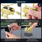 Metal Luxury Solar-Powered Car Helicopter Showpiece – 2-in-1 Dashboard Decor with Air Freshener