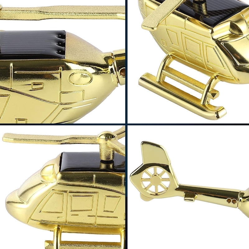 Metal Luxury Solar-Powered Car Helicopter Showpiece – 2-in-1 Dashboard Decor with Air Freshener