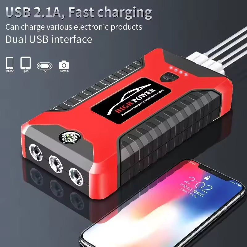 Emergency Car Battery Jump Starter With Tire Inflator 99800mAh