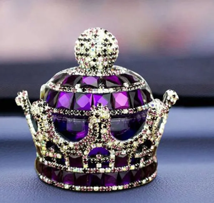 Crystal Crown Car Air Freshener – Crystal Car Fragrance Ornament with Refreshing Smell