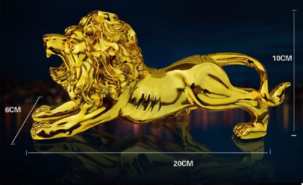 Metal Gold Plated Lion Showpiece For Car Dashboard Decoration