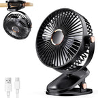 Rechargeable Desktop Mini Clip Fan with LED Light – Perfect for Travel, Home & Office
