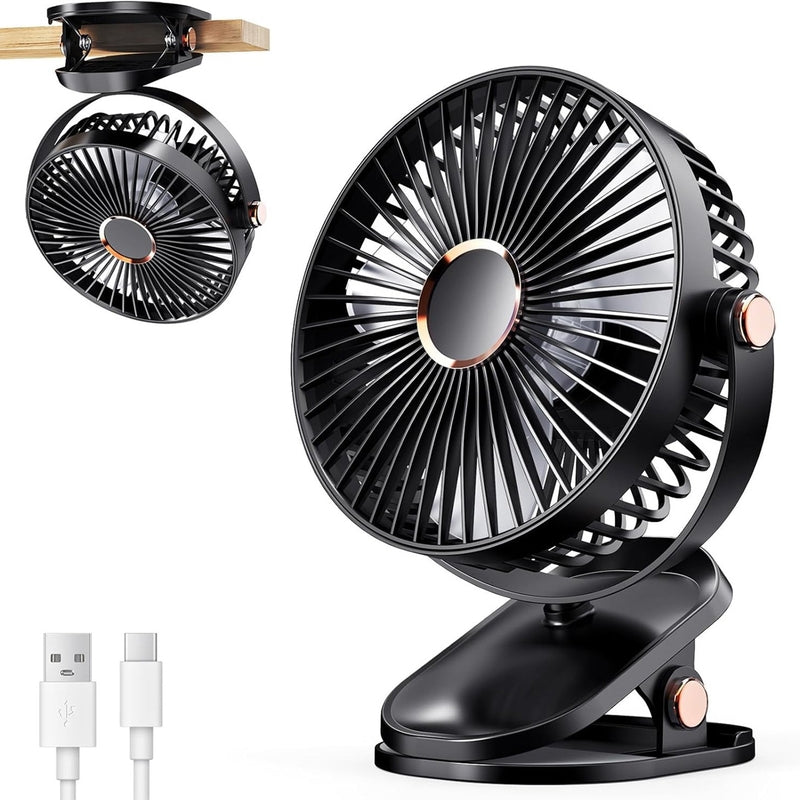 Rechargeable Desktop Mini Clip Fan with LED Light – Perfect for Travel, Home & Office