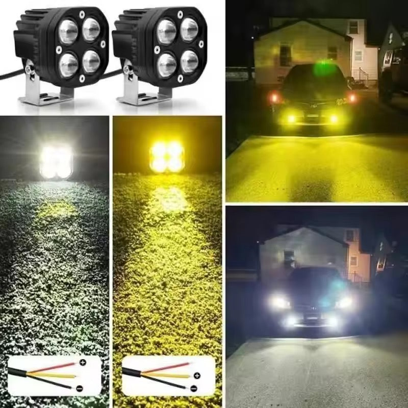 Super bright 3 Inch Dual Color LED Spotlights 200W Fog lamp Headlight Accessory For Motorcycle Truck Car SUV ATV 30000LM 24V 12V