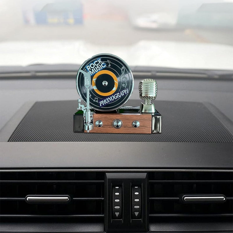 Phonograph Car Aroma Diffuser – Solar-Powered Retro Style Car Perfume