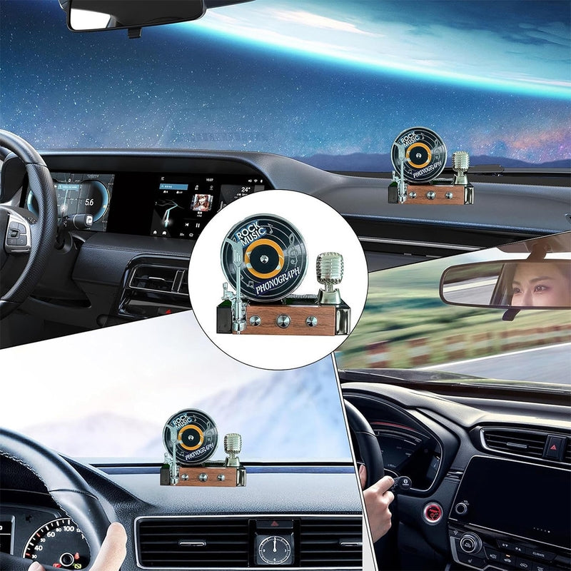 Phonograph Car Aroma Diffuser – Solar-Powered Retro Style Car Perfume