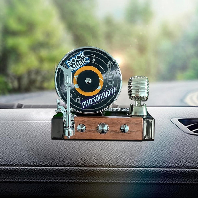 Phonograph Car Aroma Diffuser – Solar-Powered Retro Style Car Perfume