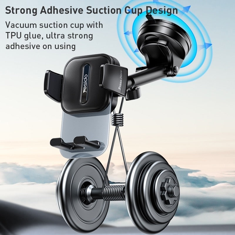 Yesido C261 Universal Phone Car Holder with Vacuum Suction Cup Base Adjustable Stably Holding For 4.7-7.2 Inch Mobile Phones