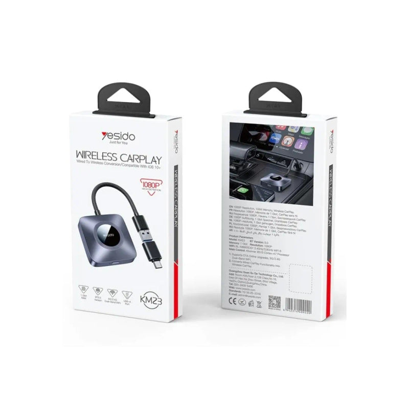 Yesido KM23 Wireless CarPlay Adapter – Plug and Play Convenience
