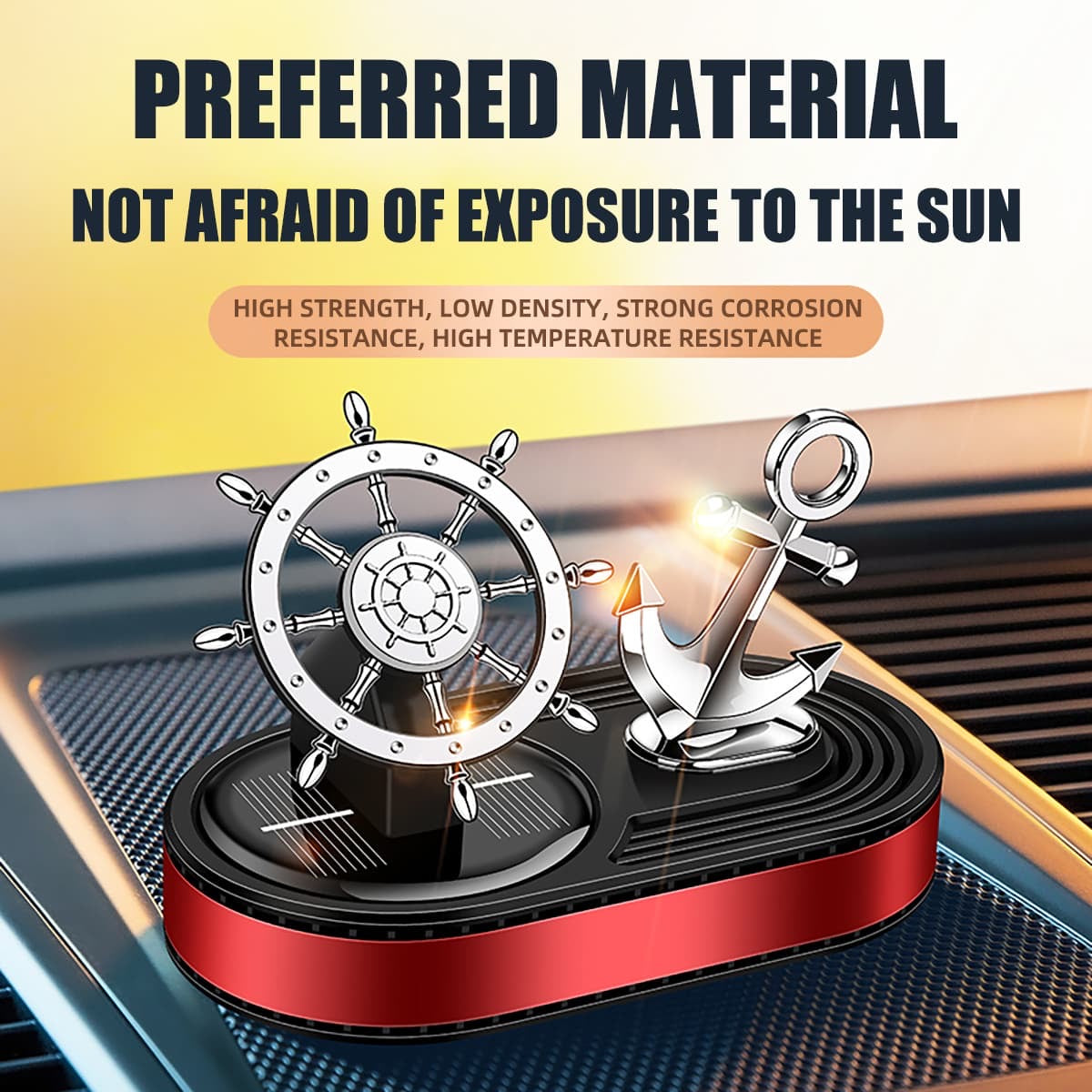 1PCS Ship Anchor Car Air Freshener Solar Rotating Lasting Car Interior Dashboard Center Console Decoration Accessories