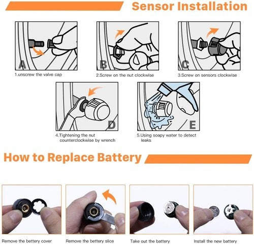 TPMS Car Tire Pressure Monitoring System With Clock – Solar-Powered for Real-Time Monitoring