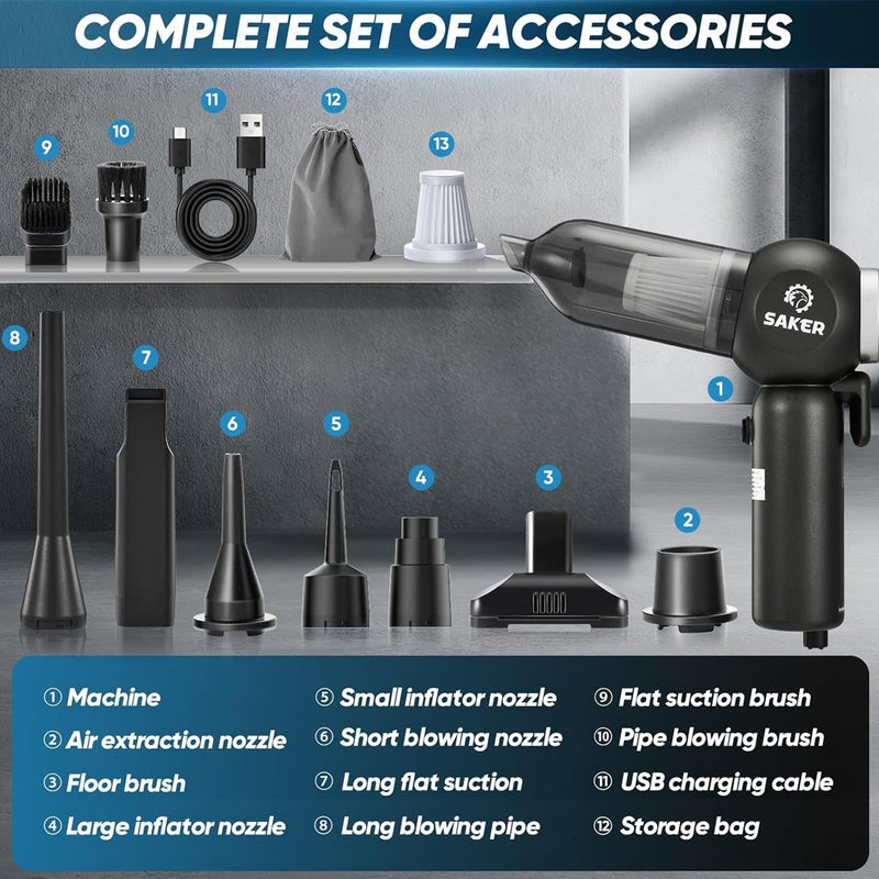 Saker SW-102 Vacuum Cleaner | Powerful 6 in 1 Wireless Vacuum Cleaner for Car