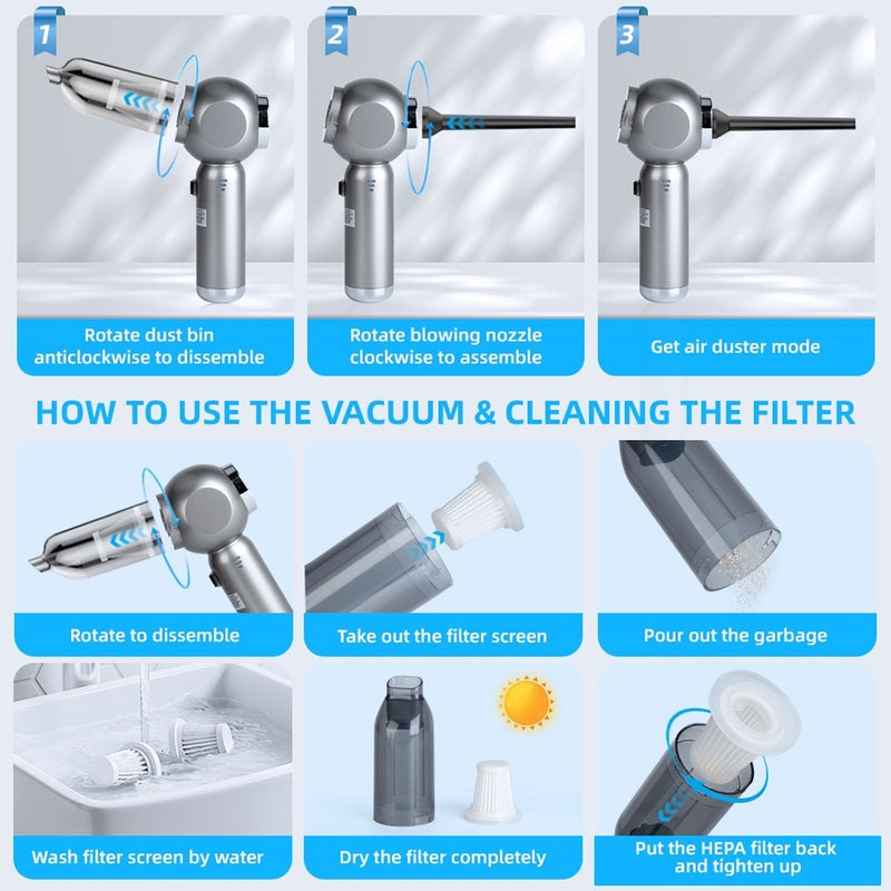 Saker SW-102 Vacuum Cleaner | Powerful 6 in 1 Wireless Vacuum Cleaner for Car