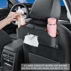 Car Back Seat Tissue Box Holder – 3-in-1 Multi-Functional Organizer for Tissue box, Drink Holder, And Hook