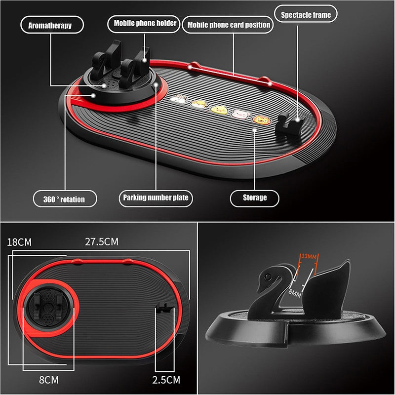 B-82 Multifunctional Car Mobile Phone Mat with 360 Degree Rotation and Number Plate