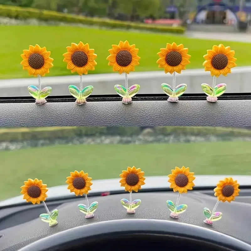 Car Showpiece Sunflower Car Dashboard Decorations 5pcs set