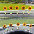 Car Showpiece Sunflower Car Dashboard Decorations 5pcs set