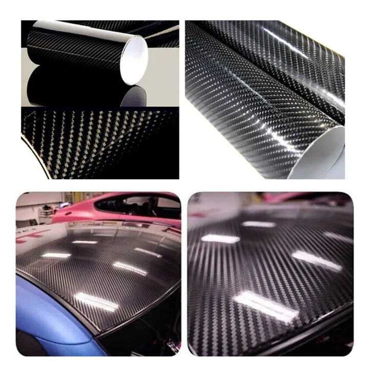 7D Glossy Carbon Fiber Vinyl Film Car Interior Wrap Stickers 10 inch