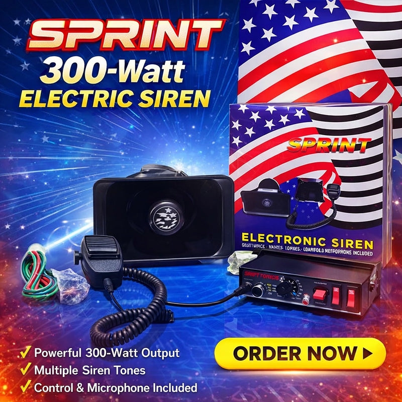 Sprint 300W Car Siren Horn with Microphone & Speaker – Security Vehicle Alarm Kit