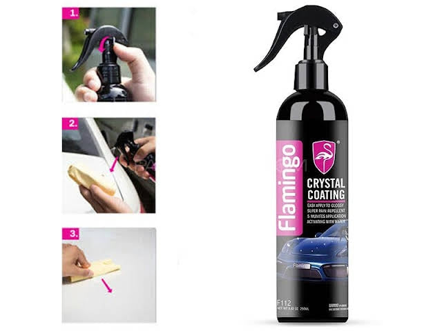Flamingo Crystal Coating 250ml, Ceramic Coating for Motorcycle Car Paint Care Nano Hydrophobic Coating Waterproof High Gloss Shine Liquid Polish Wax