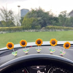 Car Showpiece Sunflower Car Dashboard Decorations 5pcs set