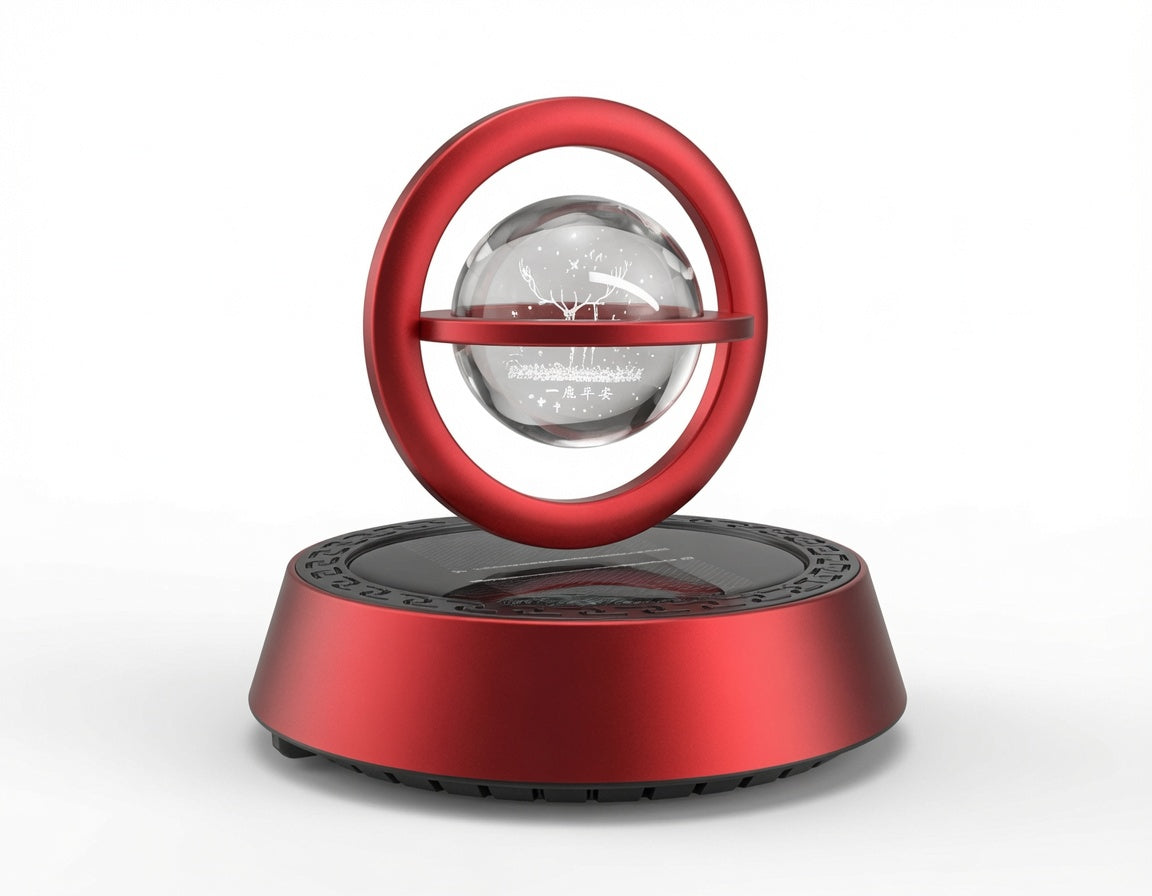 Rotating Crystal Ball Car Perfume Showpiece – Solar-Powered Interplanetary Dashboard Design