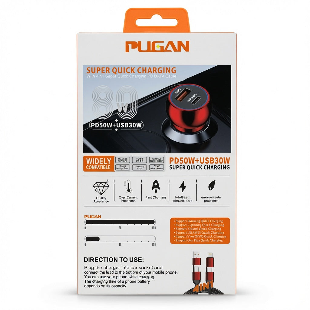 PUGAN 80W Super Fast Car Charger