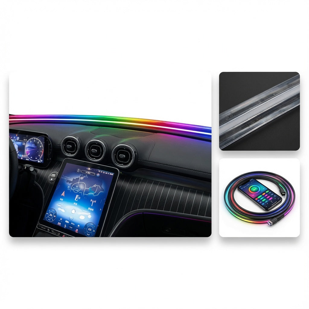 Car Dashboard LED Strip Lights – RGB Central Control Sealing Strip Welcome light For Car Decor