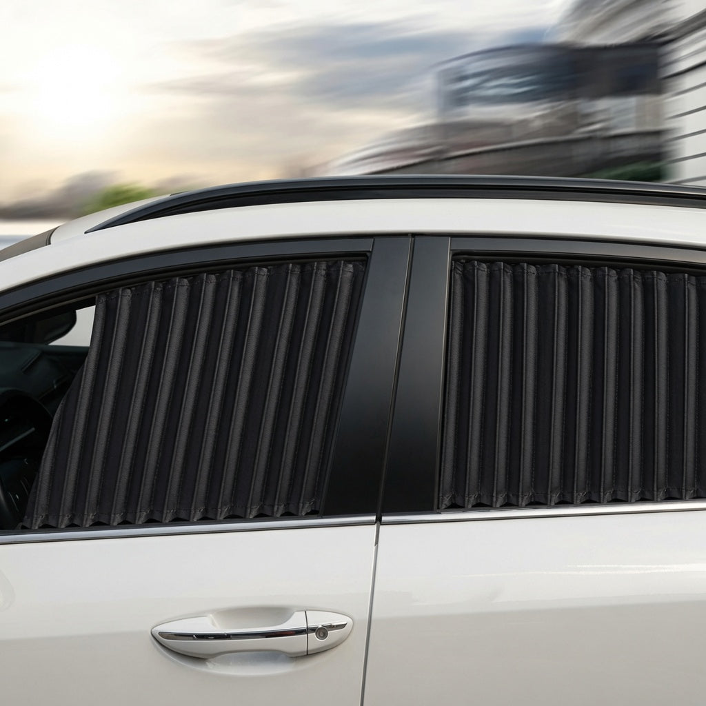 Car Magnetic Window Curtain – Premium Quality Ultimate UV Protection and Adjustable Fit for All Cars 4 Pcs Set