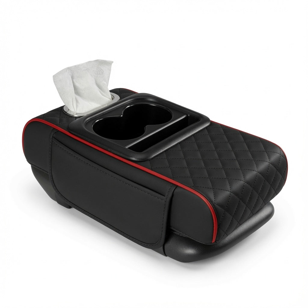 Luxury Car Rear Armrest Console Box | Built-in Cup Holder & Tissue Box | Ultimate Comfort & Style